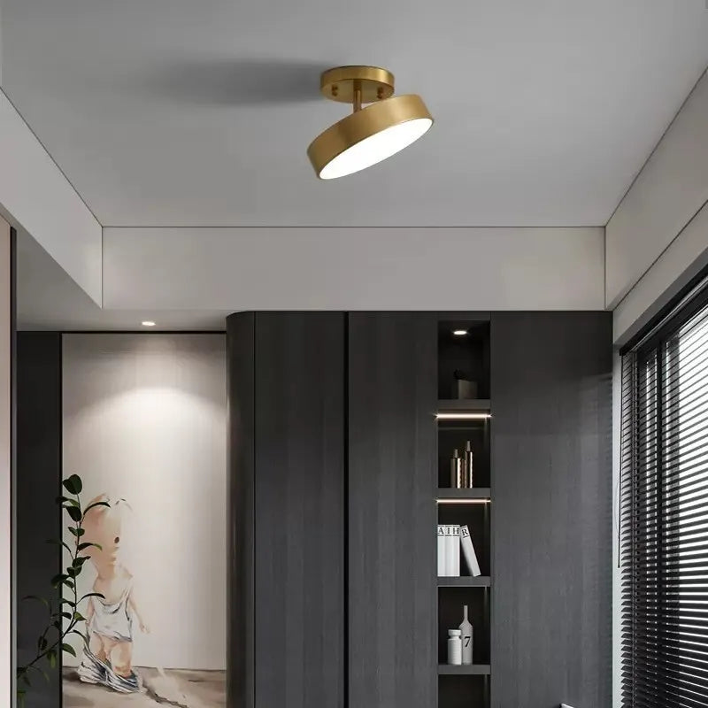 plafonnier cuivre led simple rond vestiaire